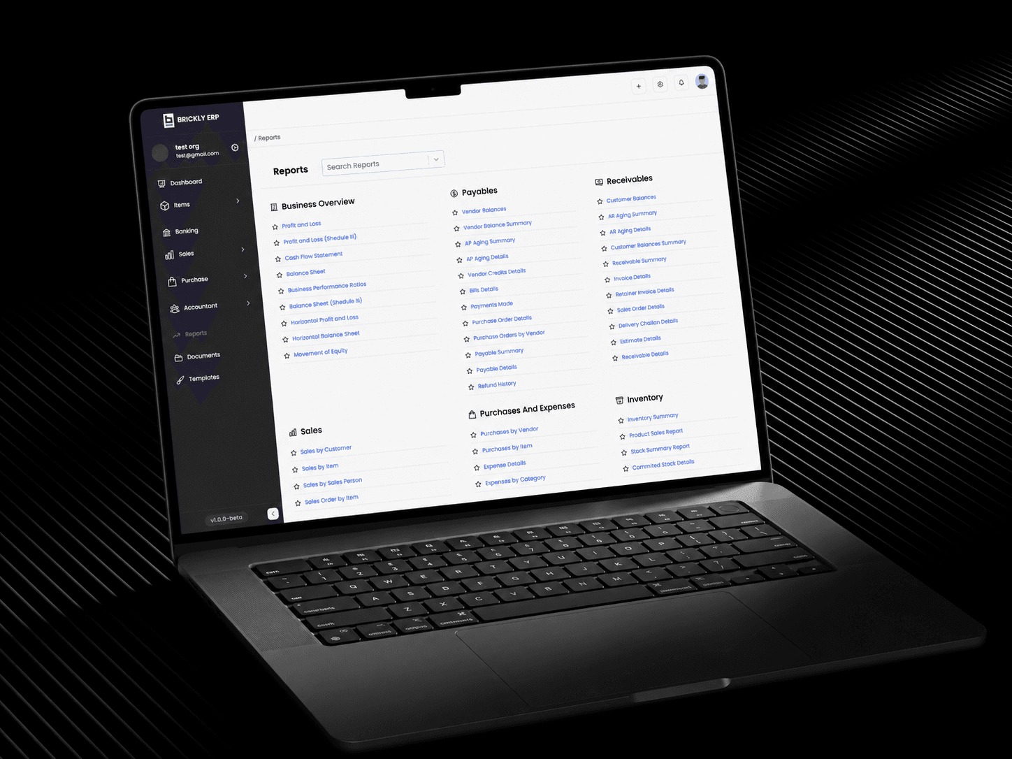Custom ERP Solutions dashboard